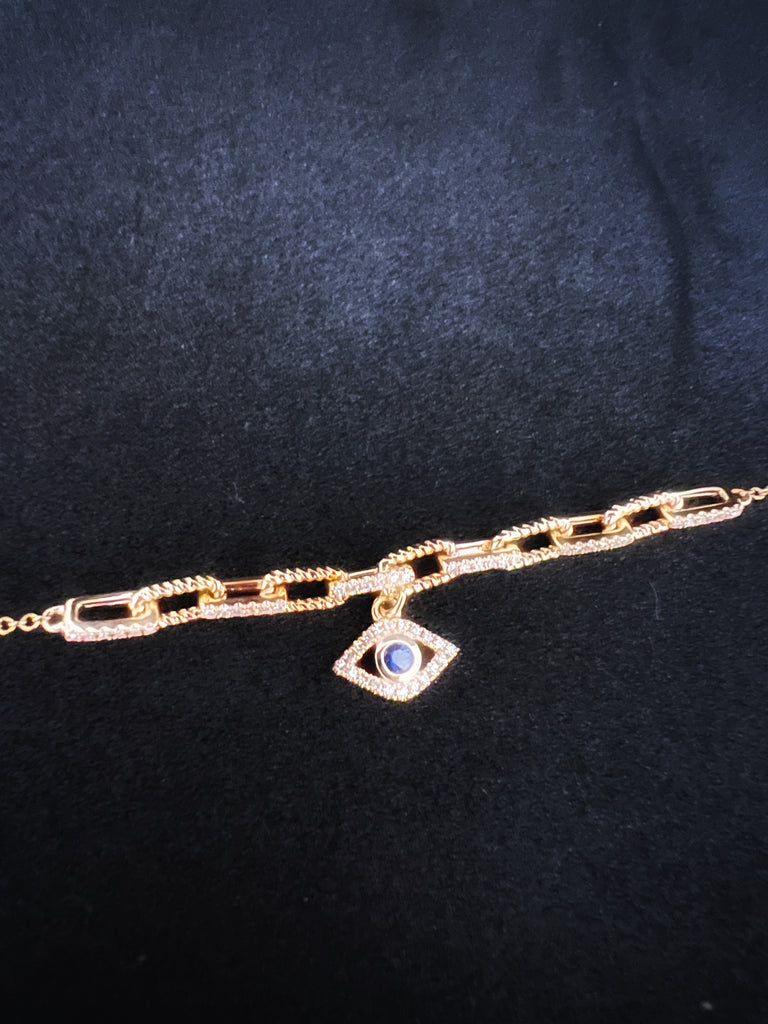 Charmed diamond paperclip bracelet